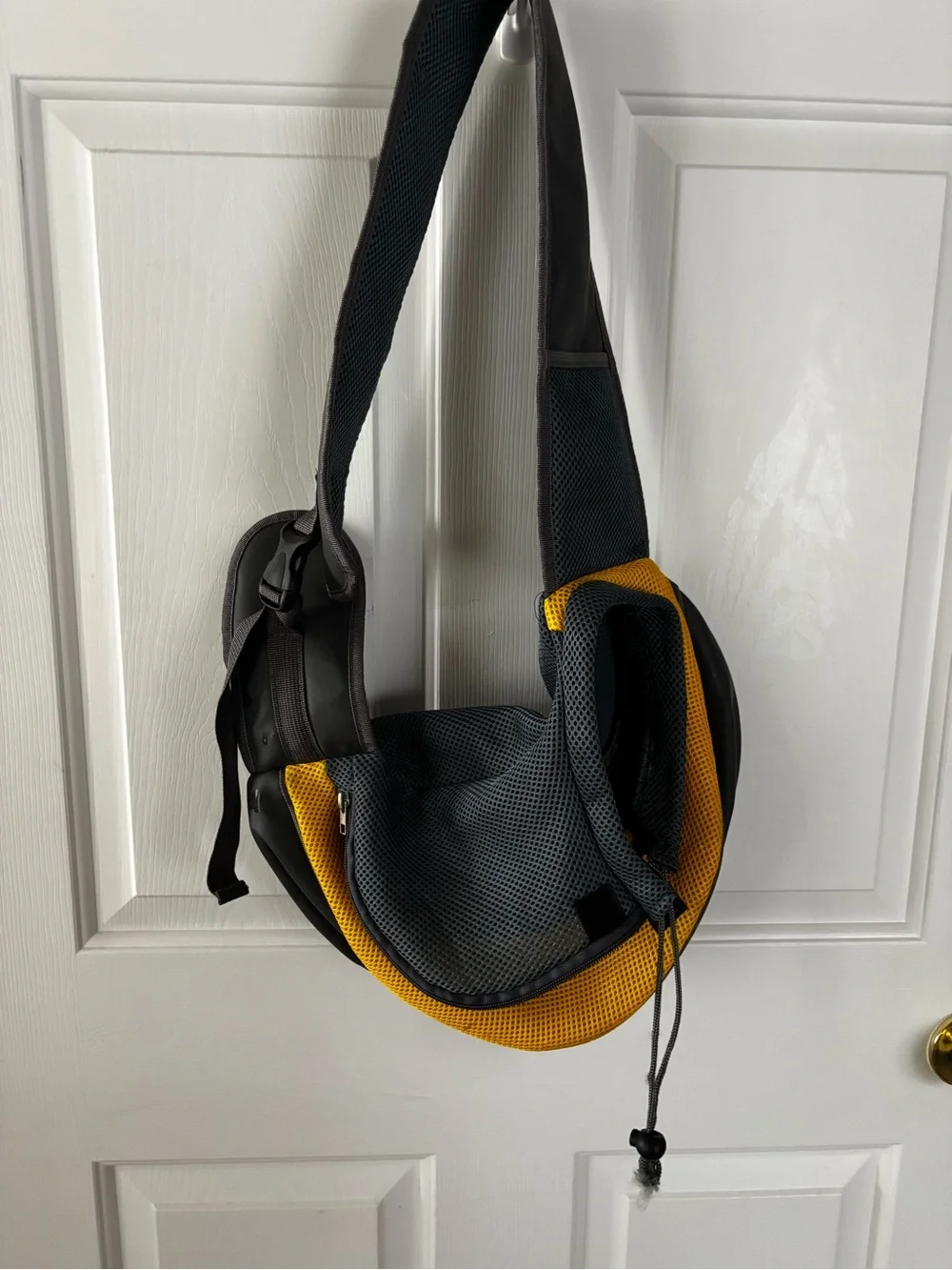 Pet Small Dog Cat Sling Carrier Comfort Travel Tote Shoulder Bag Yellow & Gray